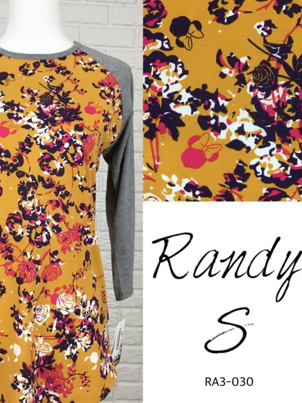 LuLaRoe Disney Randy Top - Minnie Mouse & Roses